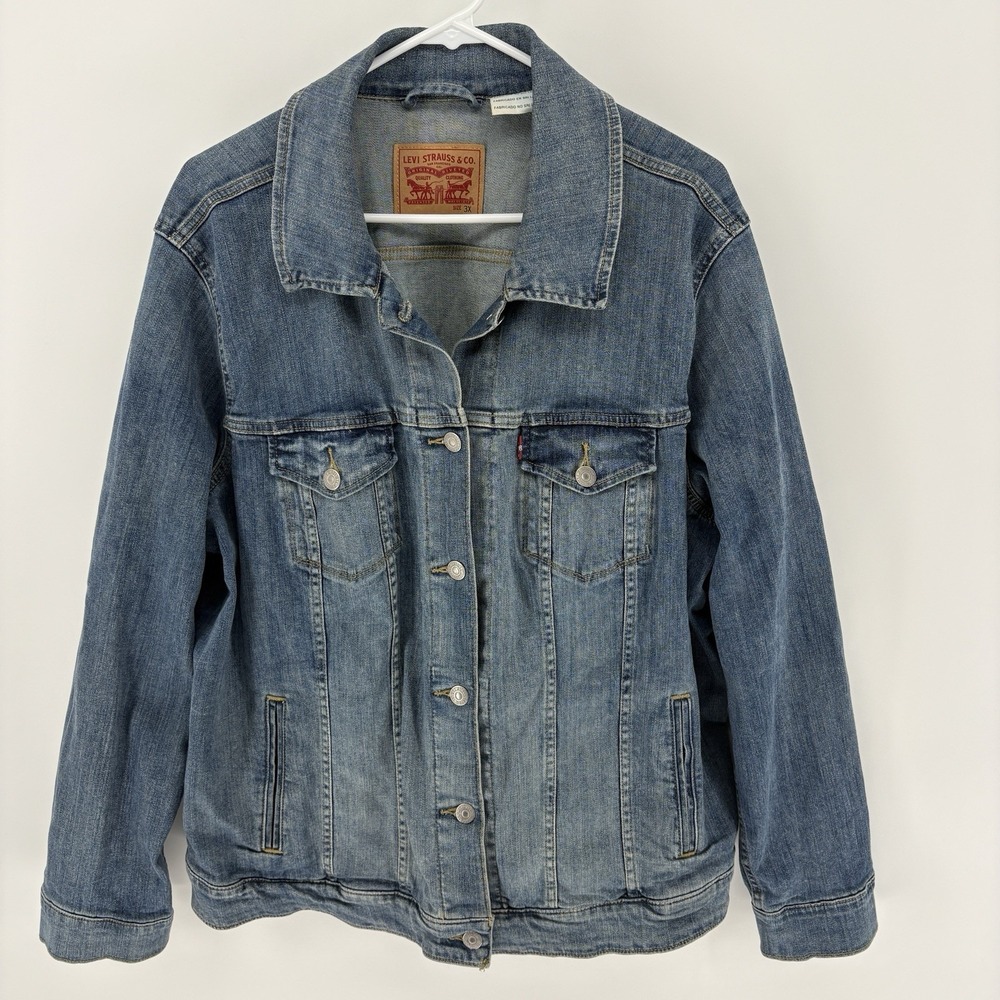Levi's Womens 3XL Trucker Denim Jacket Med Wash Plus Size Cottton Stretch